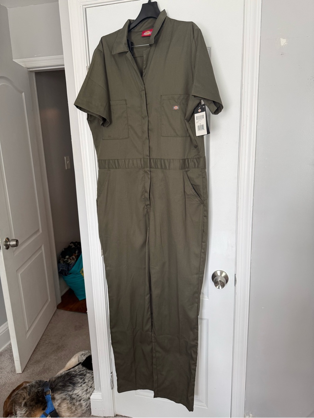 Dickies Olive Green Short-Sleeve Utility Jumpsuit